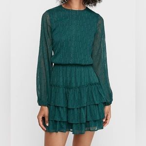 Express smocked dress Size Medium. Color deep teal green